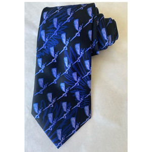 Carlos Santana Mens Tie Flying Angels Black Blue 100% Silk 60"